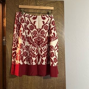 Rust & cream below knee skirt